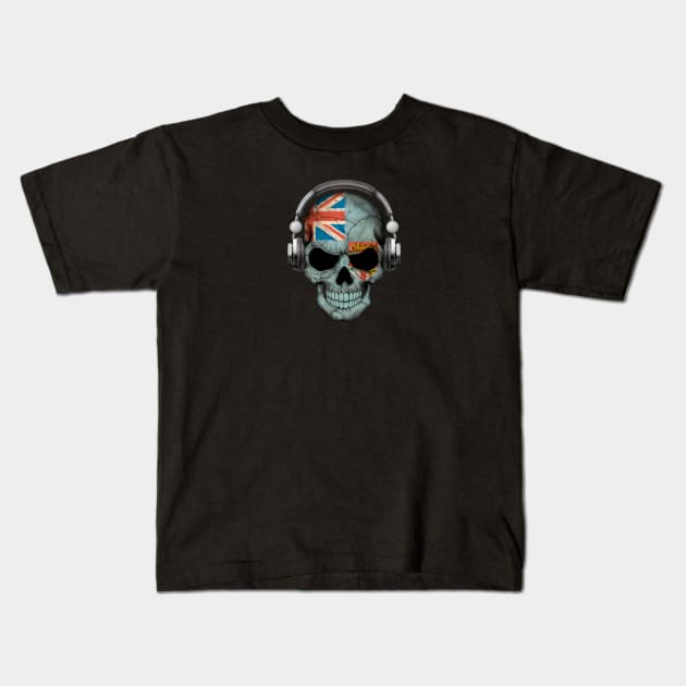 Dark Skull Deejay with Fiji Flag Kids T-Shirt by jeffbartels